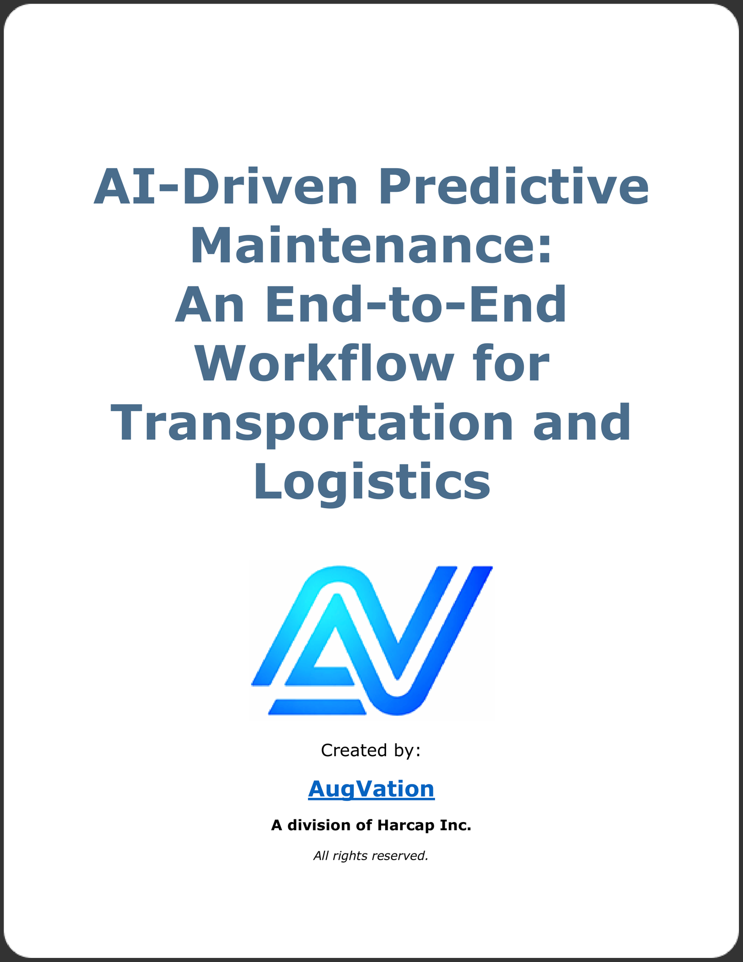 AI-Driven Predictive Maintenance: An End-to-End Workflow for Transportation and Logistics